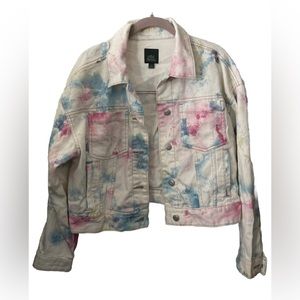 Wild Fable Tie Dye Denim Jacket Color White Blue Pink Size Small